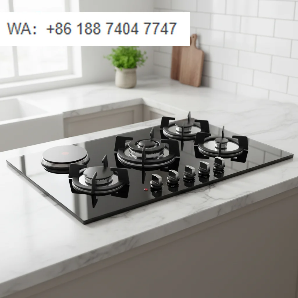 5 Burner Gas with Electric Stove Glass Surface Built-in Home Cooktop Flame Failure Safety  OEM Customizable Available