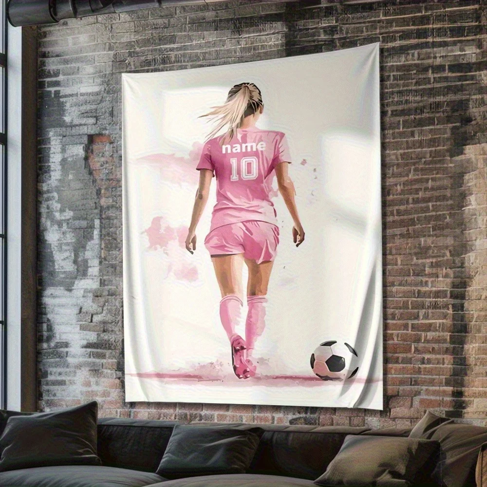 A lady in a pink jersey Digital printing polyester wall tapestry suitable for use in living rooms bedrooms offices bars party