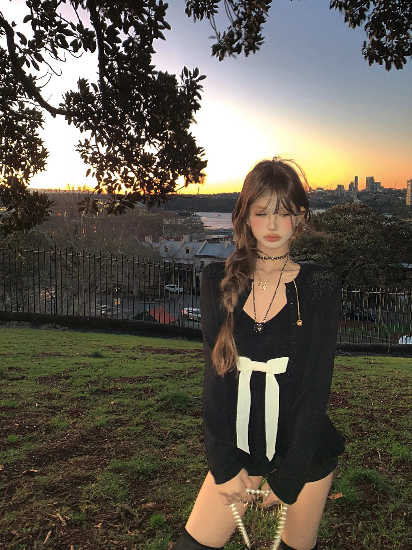 

Tongiiuu Long Sleeve Knitted Open Cardigan V Neck Slim Fit Knot Strap Vest Top Set for Young Girls Fashionable Autu...