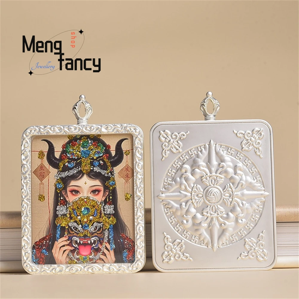 

New Thangka Colorful Gold Zhaki Lamu Guardian Deity Gawu Box Hand-painted and Gold-traced Pendant National Style Fashion Jewelry