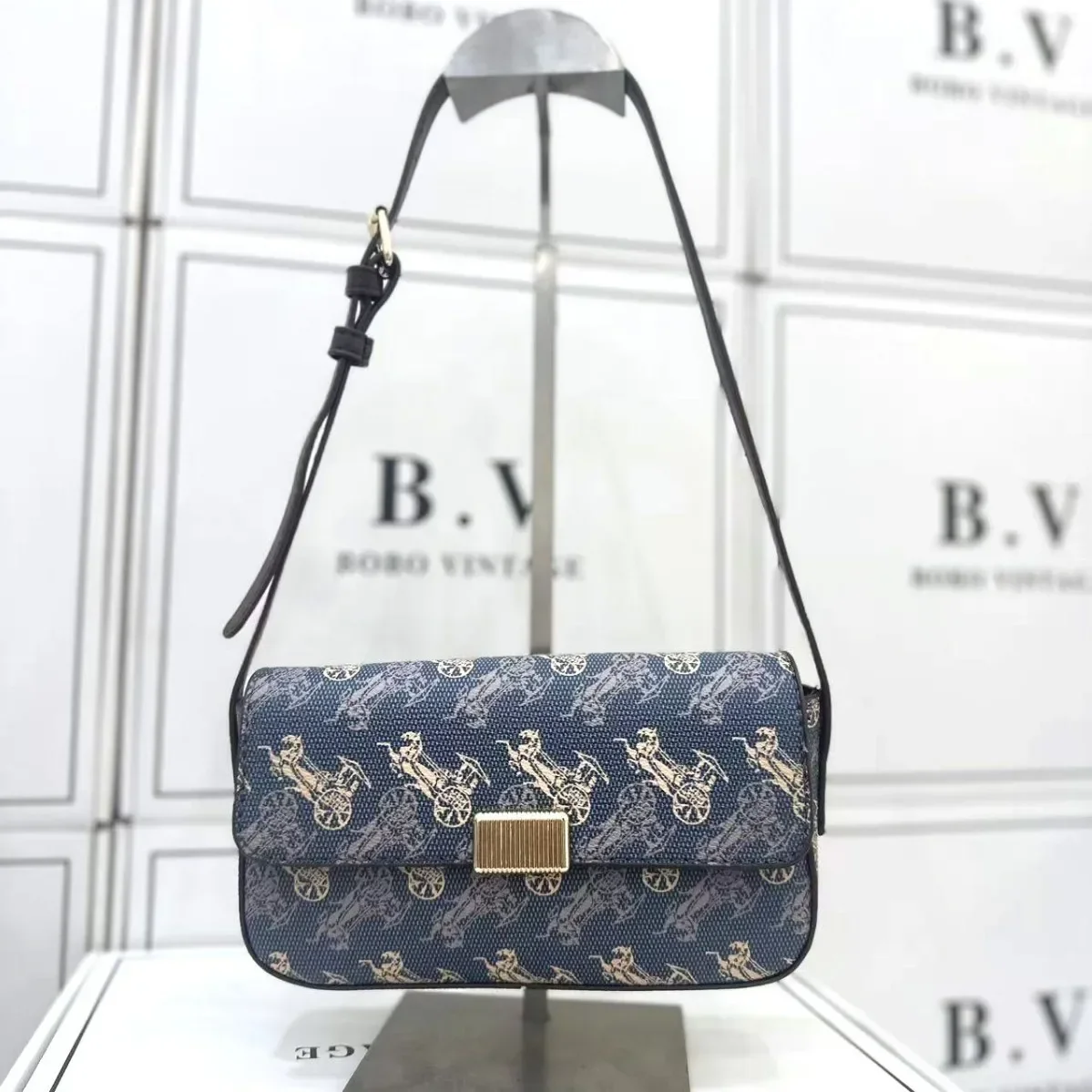 Bolso versátil y sencillo con imagen de coche y caballo impreso, bolso de diseñador de alta calidad para mujer, bolso de un solo hombro tipo bandolera