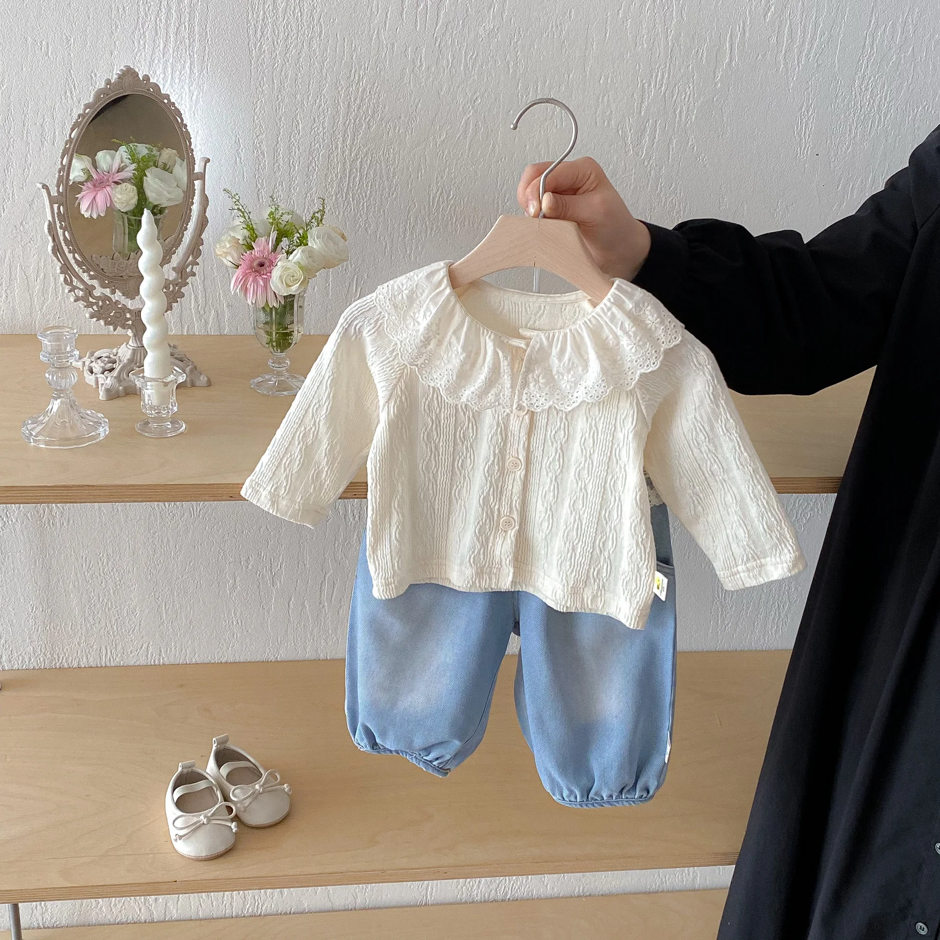 Infant Lotus Leaf Lace Collar Soft Shirt Baby Girl Korean Version Autumn Cute Foreign Style Bottoming Shirt Top
