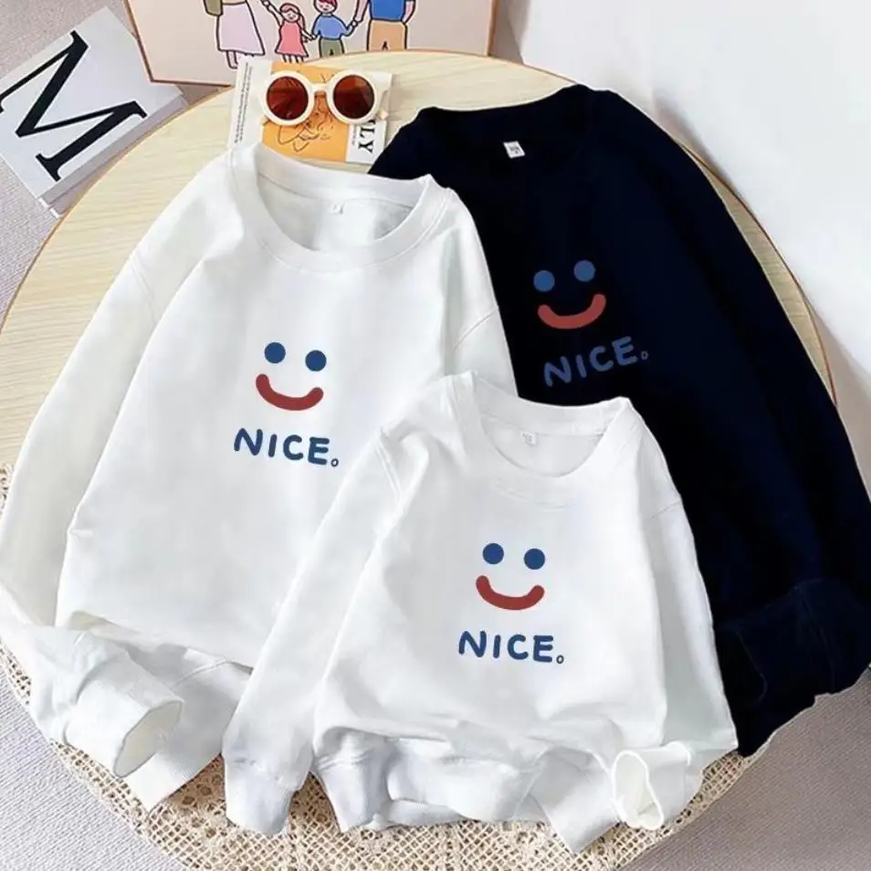 Smile Nice Black White Red Women Family Matching Long Sleeve Sweatshirt Baby Hoodie Looking Sweater Family Outfits Clothes Tops