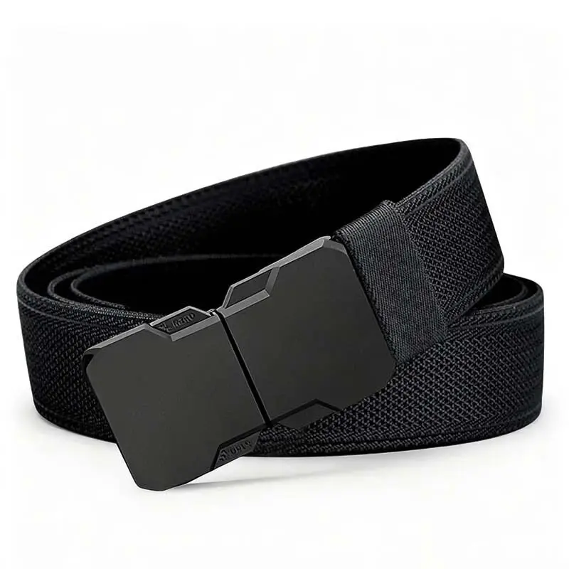 STM 34mm Elastic Belt for Men Genuine Nylon Stretch Casual Belt Matte Metal Buckle Quick Release Tactical Outdoor Belt Strap