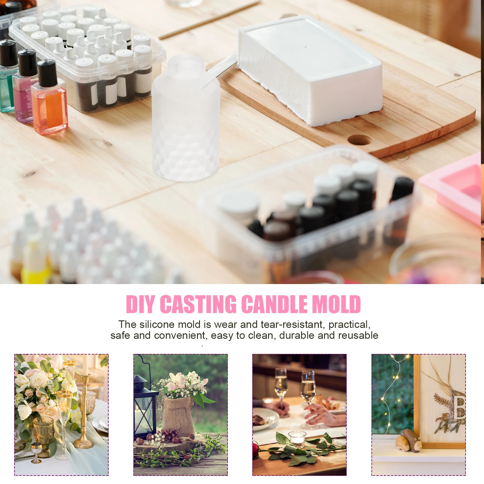

Silicone Cylinder Shaped Mold Reusable Durable Easy Demold DIY Scented Soap Craft Molds Gift for Handicraft