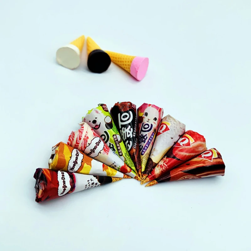 3Pcs/set Random Dollhouse Mini Ice Cream Cone 1/12 Miniature Simulation Dessert Dolls House Kitchen Food Decor Accessories-Toy