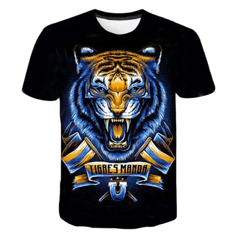 New Summer Leisure Fashion Trend Tiger Picture Man T-shirts Casual Print Personality Tees Round Neck Short Sleeve Funny Tops