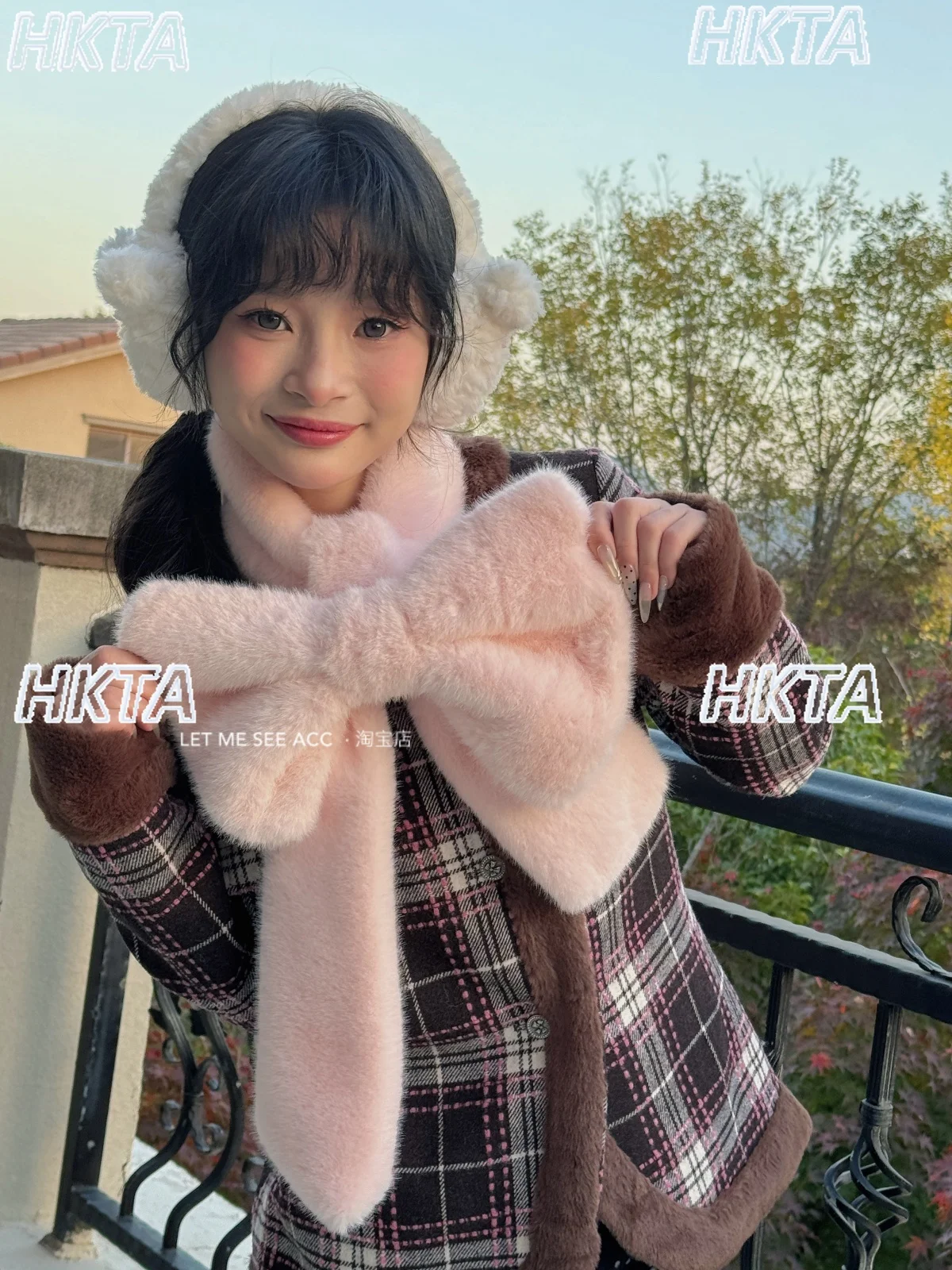 

Японский стиль для девочек с большим бантом, теплые теплые шарфы в стиле Лолиты, женские зимние новые универсальные пушистые милые шарфы с бантом для студентов