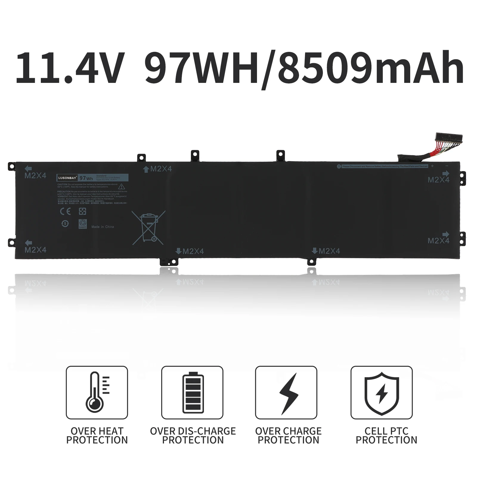 97WH New 6GTPY Battery For DELL XPS 15 9570 9560 7590 For DELL Precision 5520 5530 Series Notebook H5H20