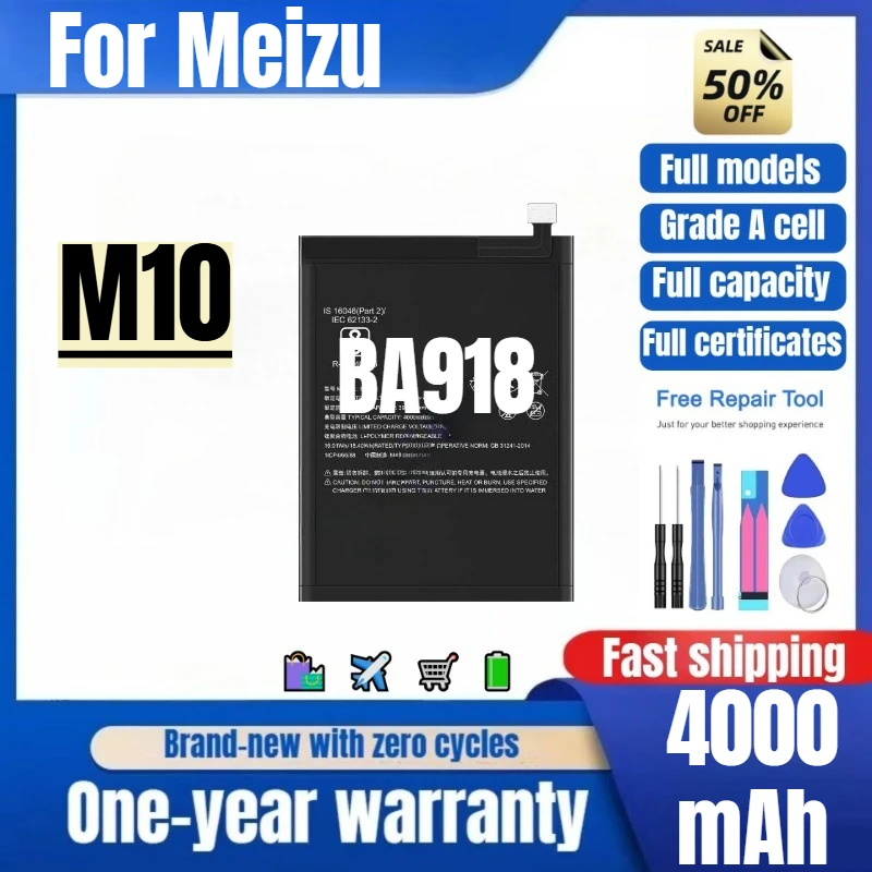 

BA918 for Meizu M10 Mobile Phone Battery 0 Cycle High Quality High Capacity Battery Replacement Bateria Grade A Cell with Tools