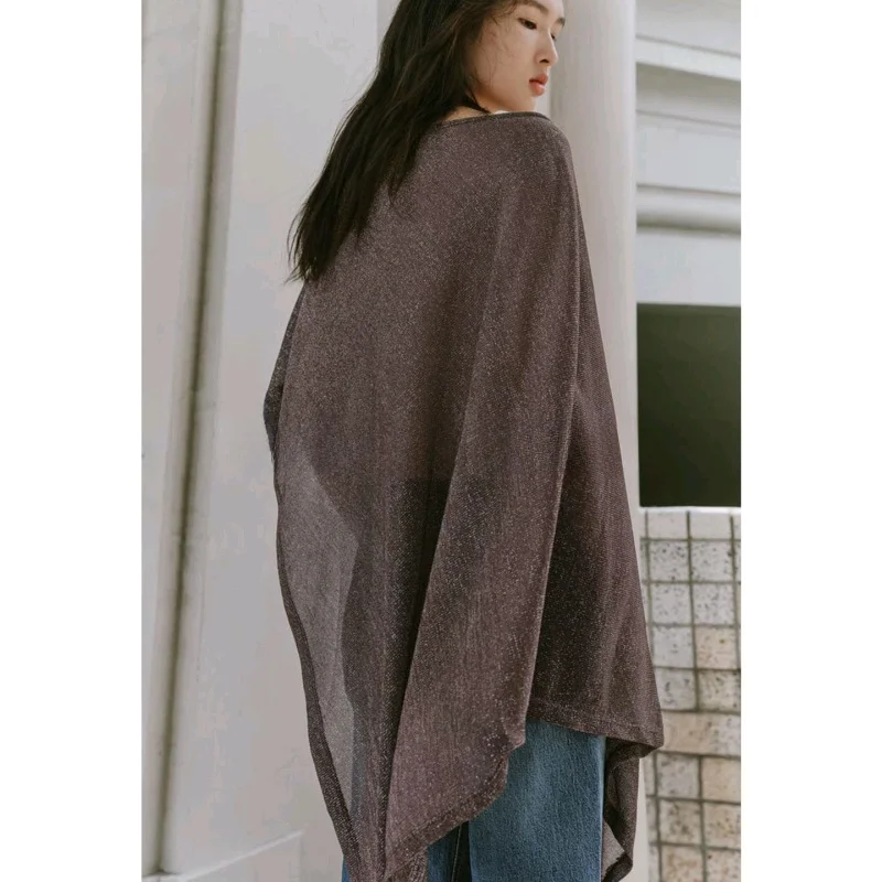 เสื้อโค้ทผู้หญิงสไตล์ลำลองสำหรับฤดูใบไม้ร่วงใหม่ ทรงหลวม ผ้าโพลีเอสเตอร์ แขนยาวปานกลาง แต่งเส้นโลหะสีตัดกัน