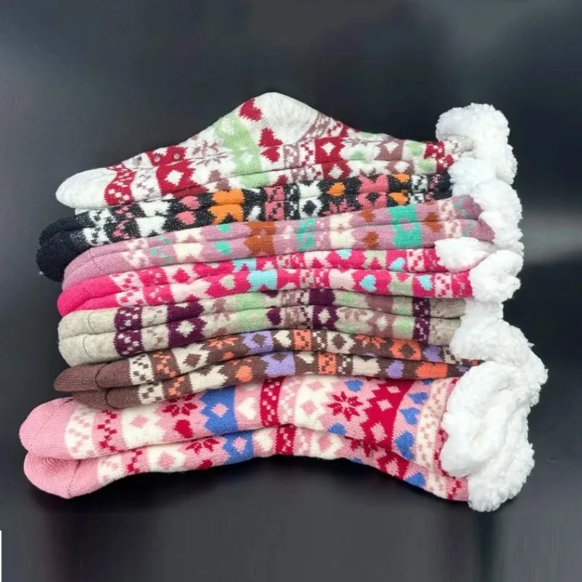 Winter Warm Sock Women Thermal Sleeping Home Indoor Floor Soft Female Christmas Non Slip Grip Comfy Fluffy Fuzzy Slipper Sock