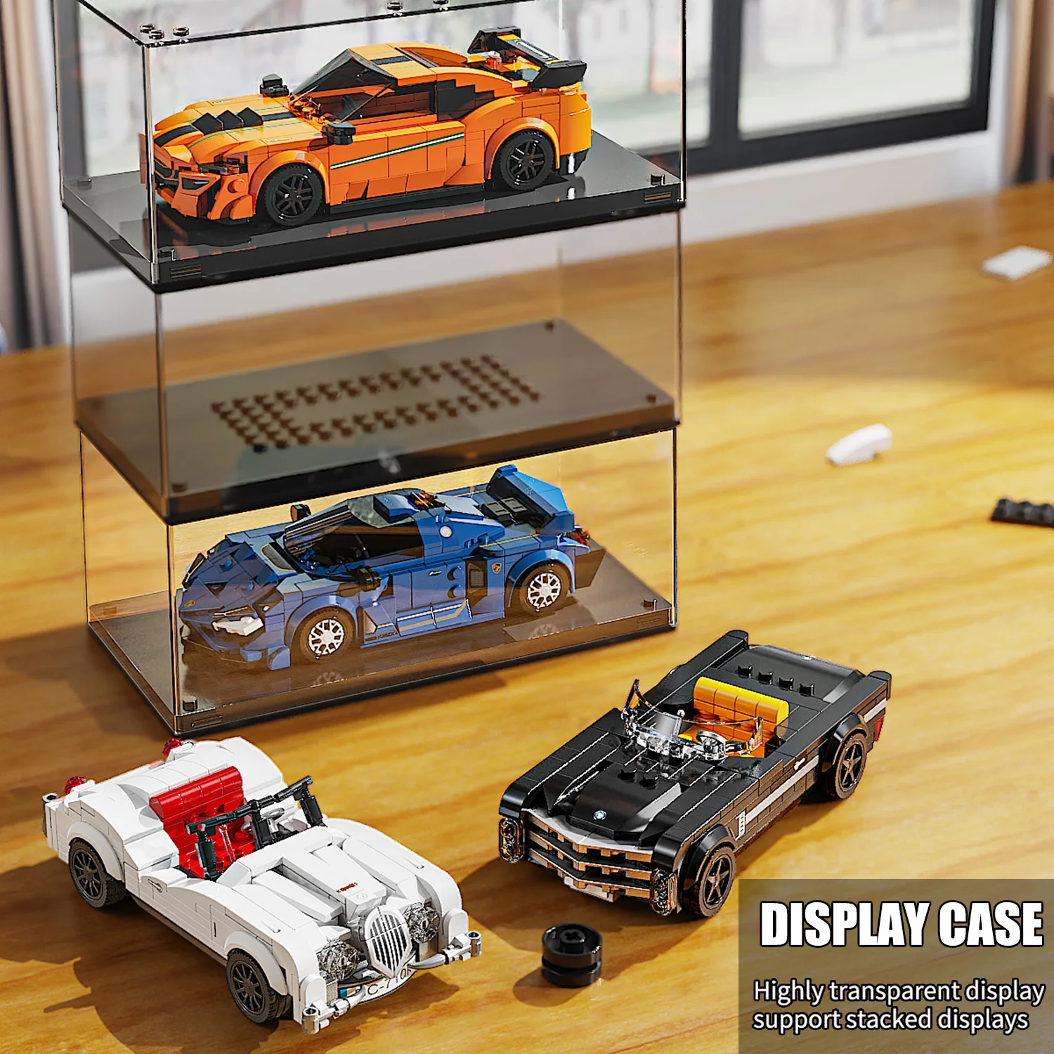

302PCS Building Blocks Sports Car Toy Classic Cars Bricks Model Educational Toys Set With Transparent Display Box Christmas Gift