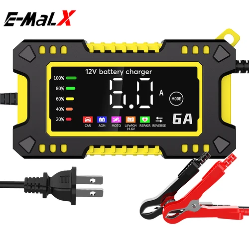 Imagen 2 del producto Nuevo cargador de batería de coche 6A 12V para coche y motocicleta 14,6 V LiFePO4 cargador de batería de plomo y mantenimiento de reparación de pulso inteligente