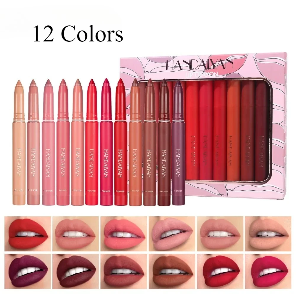 Zestaw 12 sztuk matowych pomadek, długotrwałe, nawilżające, pisaki do ust, nieklejące, lekkie, profesjonalne kosmetyki dla kobiet.