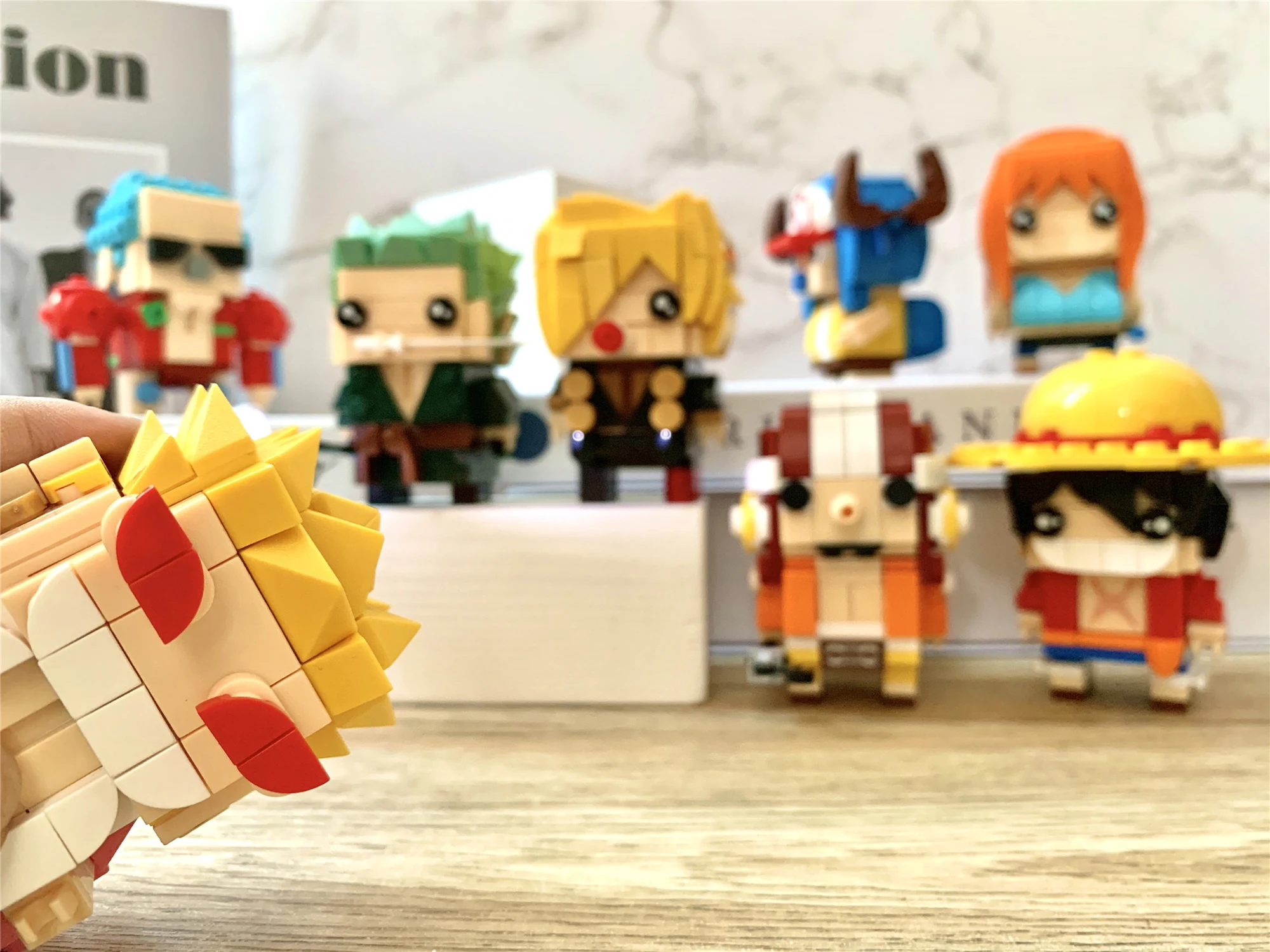 Bloques de construcción de BrickHeadz de una pieza, Luffy, Nami, Chopper, Sanji, Zoro, Usopp, Ace, Franky, Brook, Robin, figura de ladrillo,