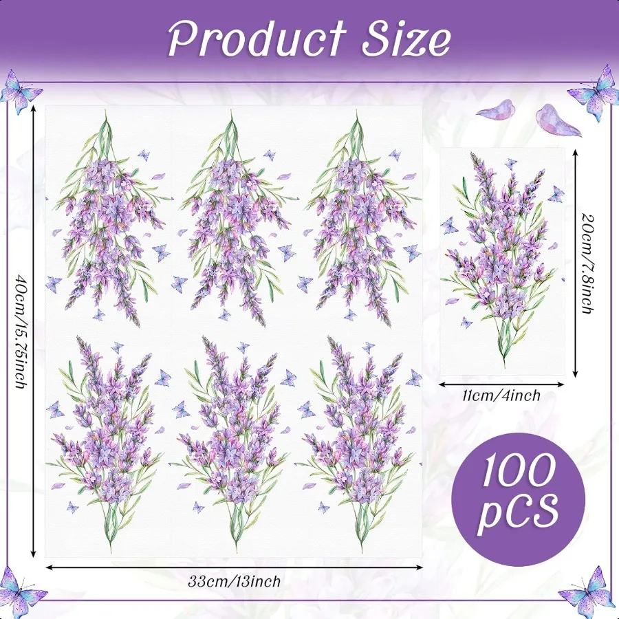 100 Pack Floral Napkins  Paper Hand Towels 2 Ply Decorative Dinner Guest Towels Flower Cocktail Napkins for Bathroom Toilet Pow