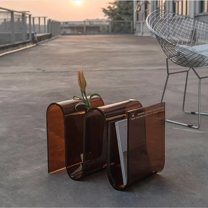 

Furniture Acrylic Coffee Side Table C Shaped Sofa Side Table