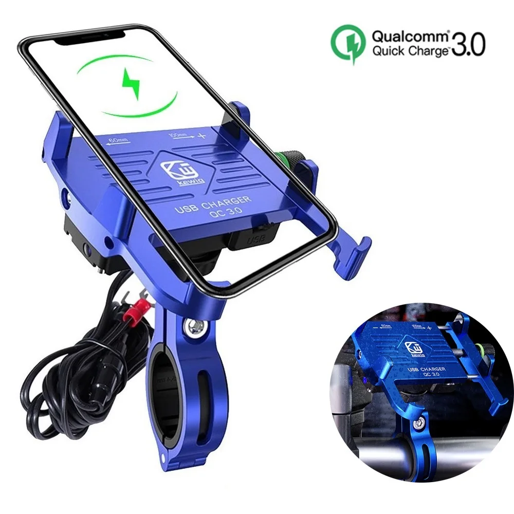 Motorcycle Phone Mount with Charger Whole Aluminium Waterproof Motorcycle Phone Holder QC 3.0 USB Charger Motorcycle Handlebar