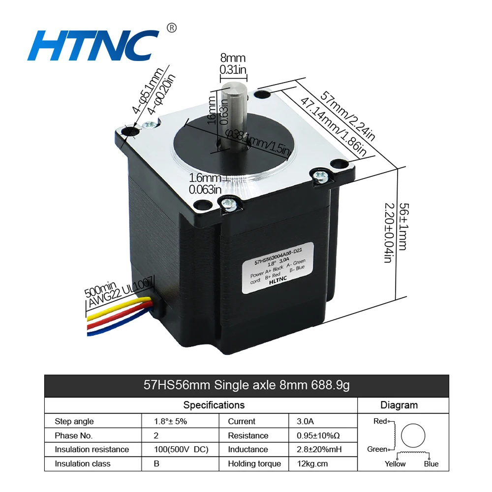 Nema 23 Stappenmotor 20-50 V DC Motoren 1.2Nm 2Nm 2.2Nm 2.5Nm 3Nm 3A 4 Draden Nema23 Stappenmotor Voor CNC 3D Printer
