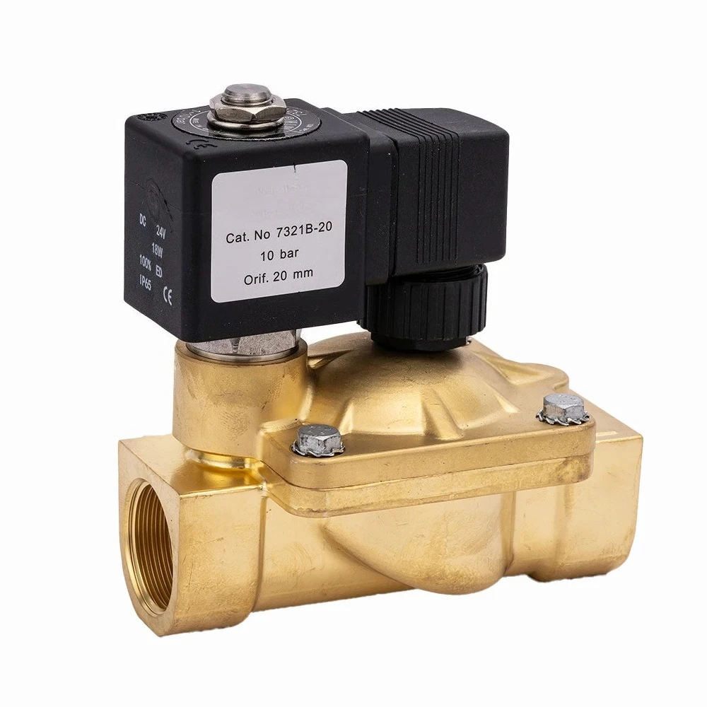 7321B Series 2/2 Way Brass Solenoid Valve 10 Bar 20 Bar 12V 24V 220V Water Solenoid Valve 2 Way 12V 24v Electric Solenoid Valve