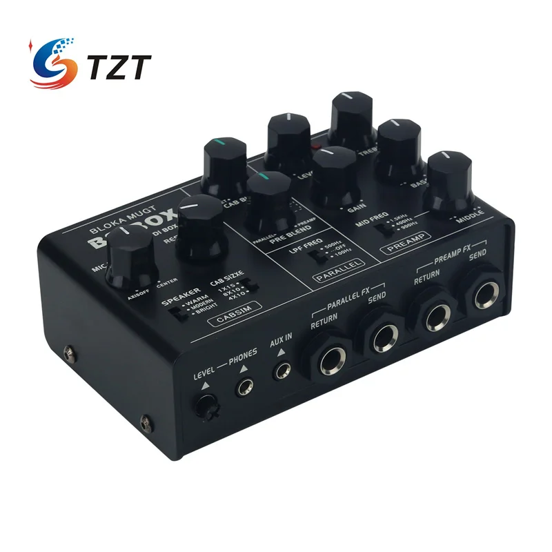 TZT Electric Bass Simulation Effector 3-Segment EQ Bass Speaker Box Ampeg SVT Effects 6.3MM Output with DI