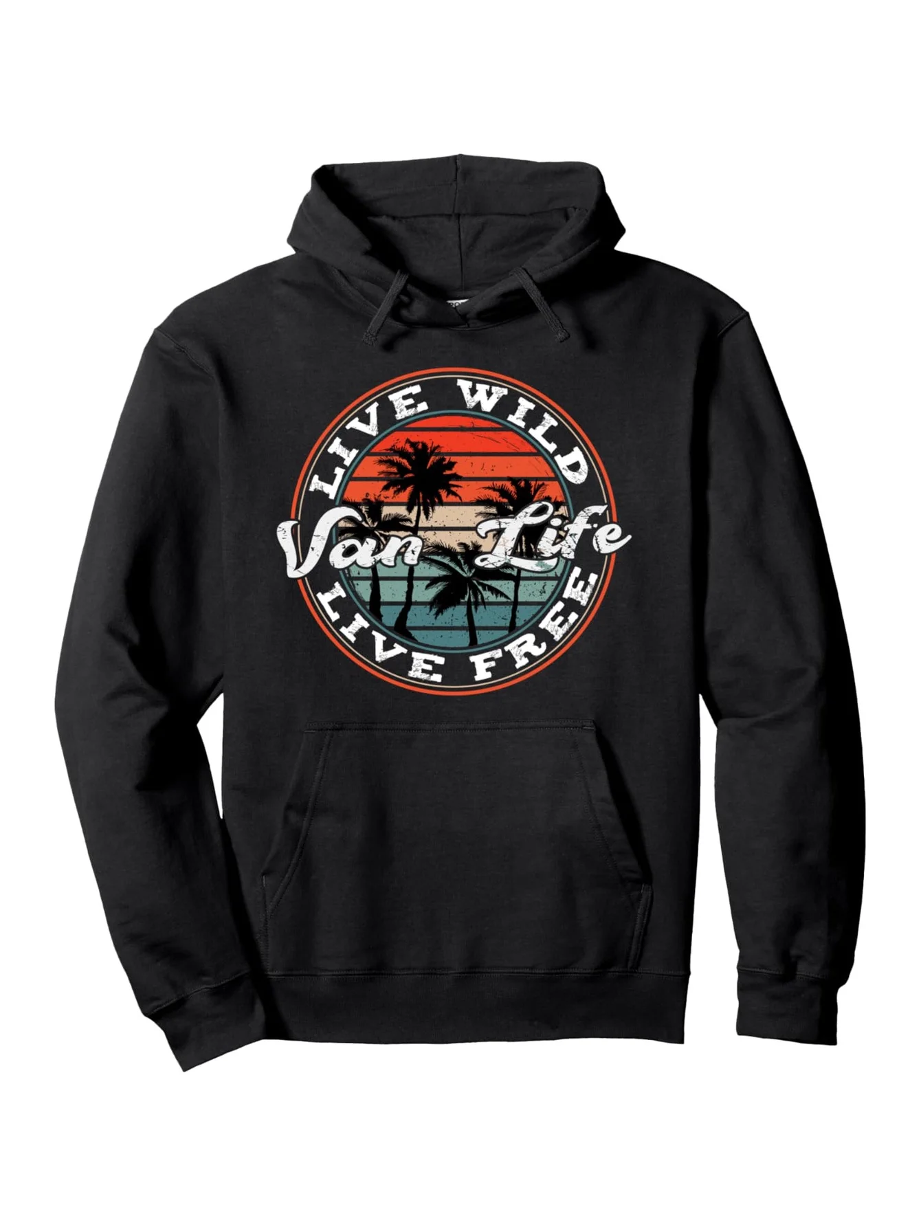 Herren-Sweatshirt im Camping-Stil – Kapuzenpullover mit Wildtier-Motiv – Verdickter Kapuzenpullover, geeignet für Camping und Roadtrips – Schwarz
