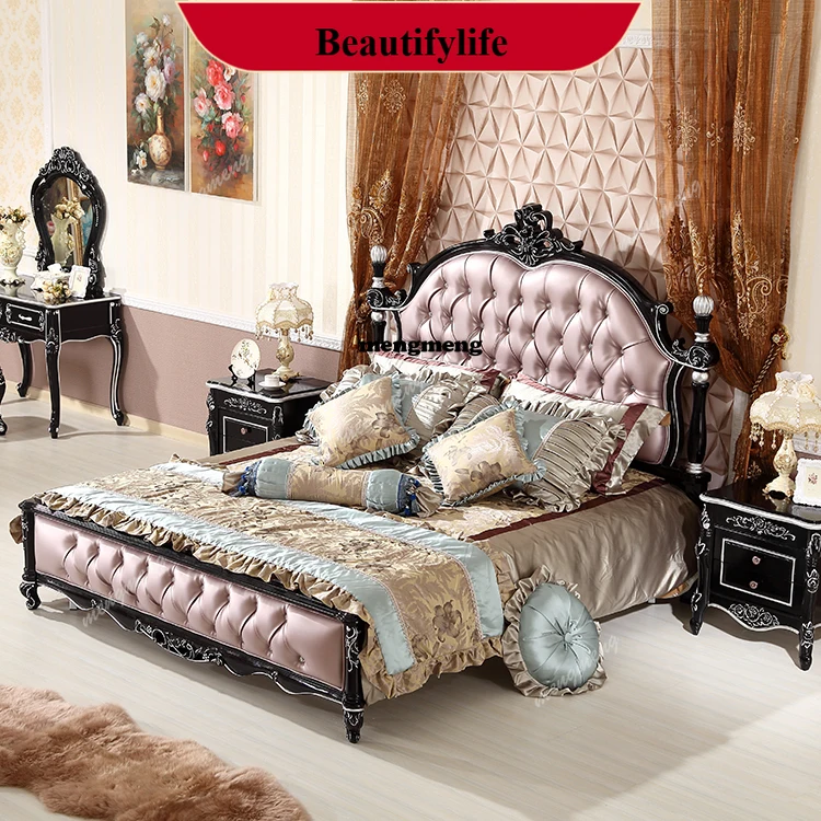 

B178 Nordic Princess Double Bed elegant Mid century comfortable Wooden modern bed luxury fashion camas modermas creative furnitu