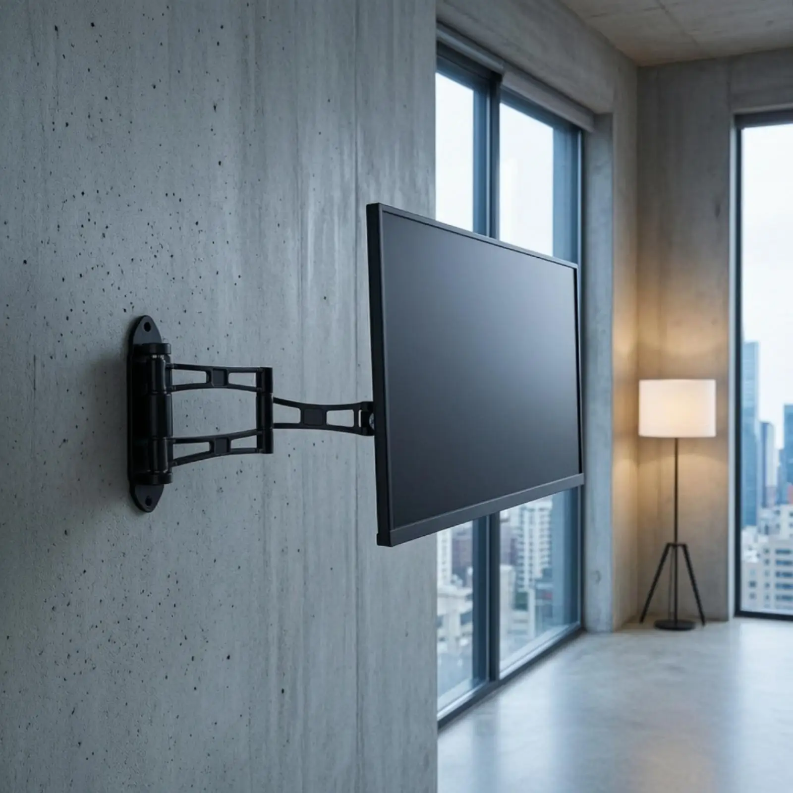 Compact Monitor Wall Mount Articulated Arm Holder for 14 Inch Screen Black Aluminum Height Adjustable Stand