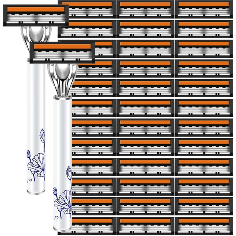ماكينة حلاقة يدوية للرجال مع شفرات حلاقة من الفولاذ المقاوم للصدأ مكونة من 3 طبقات، ماكينة حلاقة مدمجة مع مقاومة للخدش، حلاقة دقيقة #1