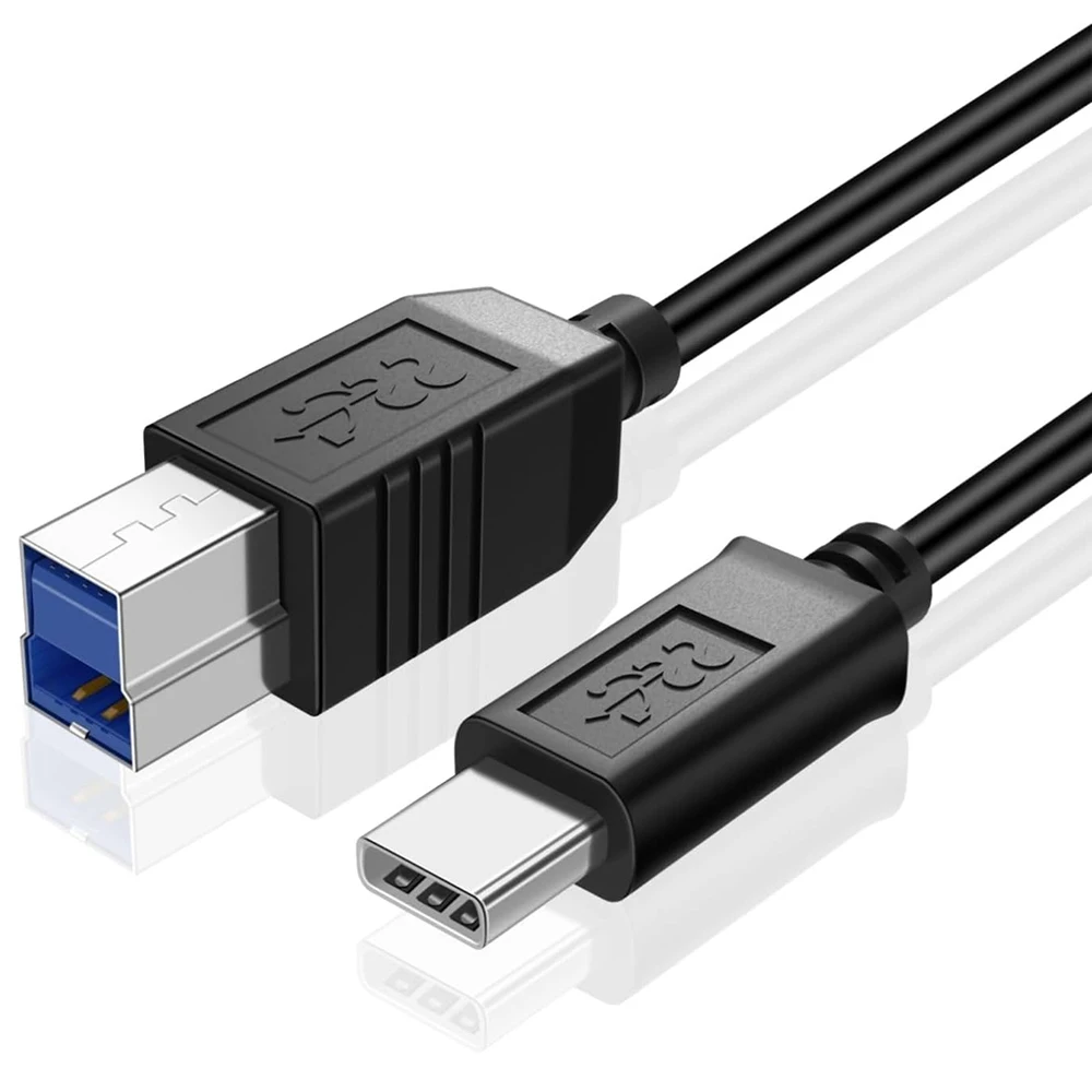 

SuperSpeed USB Type-C to B 3.0 Data Cable USB-C-Male to USB-B-Male Black Cord for Laptop External Hard Drives Printer Scanner