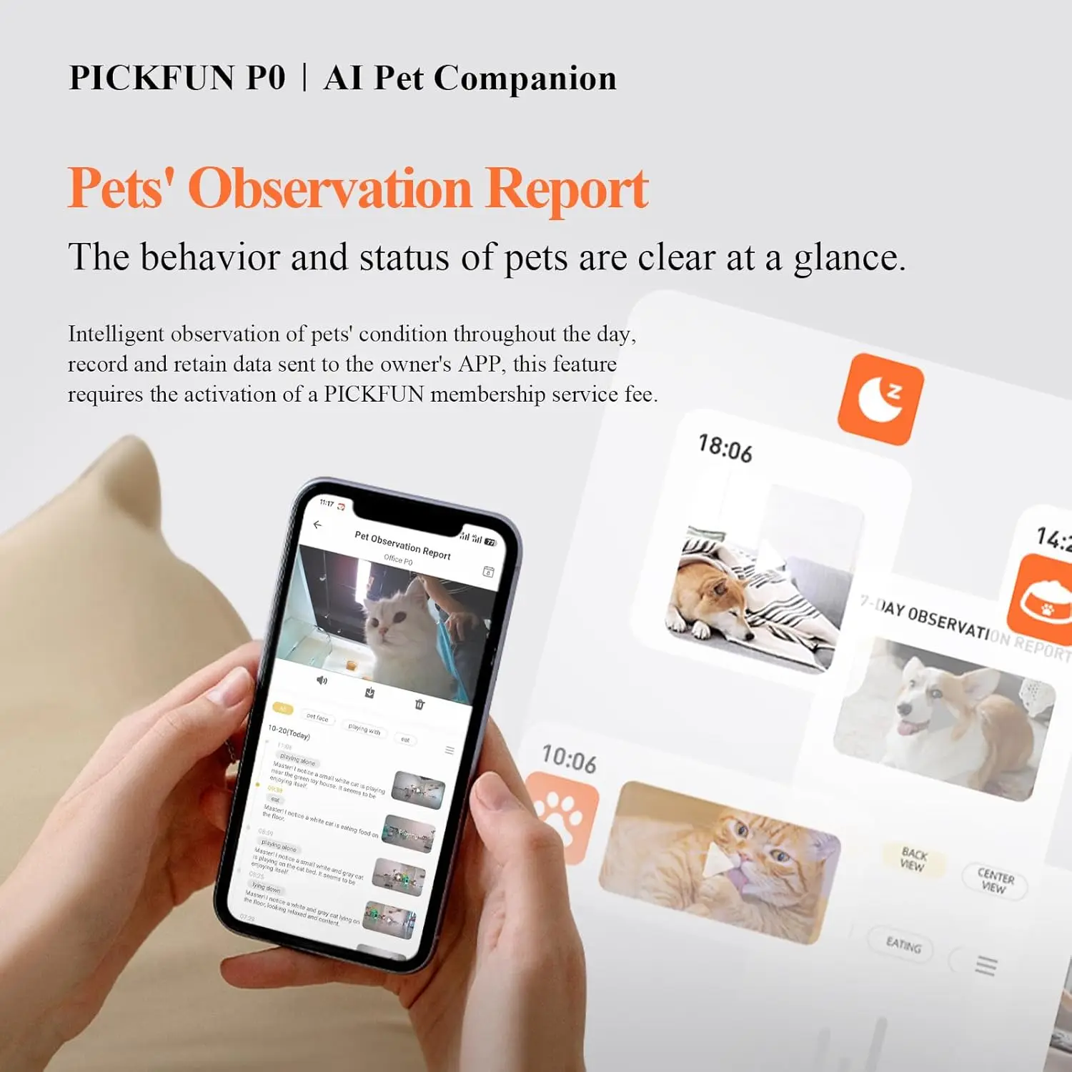 Kamera Pemantauan AI Hewan Peliharaan Pickfun |   Pemantauan WiFi, tampilan jarak jauh, obrolan suara, deteksi perilaku hewan peliharaan, keamanan rumah pintar