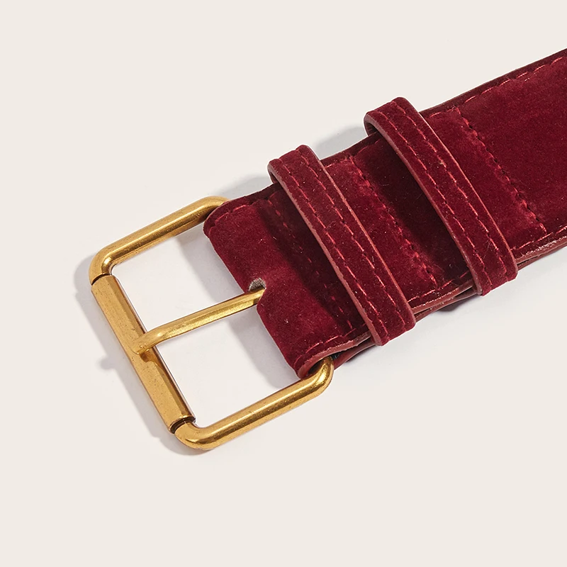 Moda feminina design de luxo camurça couro cinto largo casual pino fivela cintura negócios cinta all-match roupas decoração