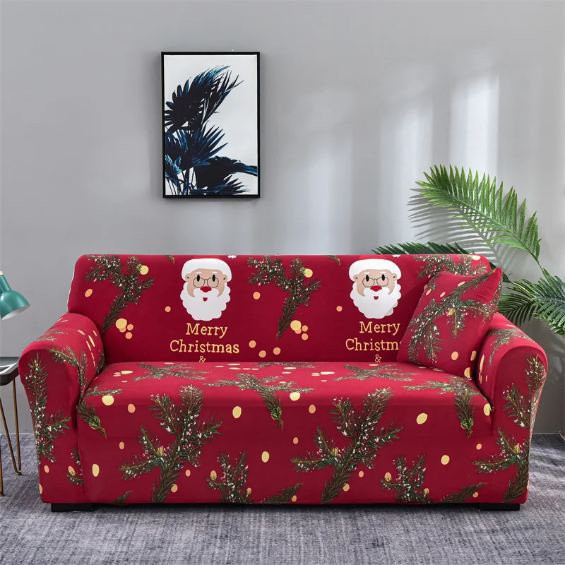 Stretch Sofa Slipcover-Christmas Theme Jingle Bell Print Soft Couch Sofa Cover Furniture Protector