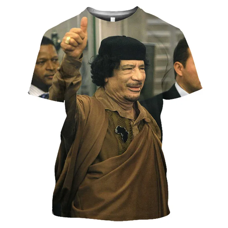 Gaddafi Libyan Dictator 3D Printed T-shirt Men Women Libya Men Women Fashion Harajuku Short Sleeve Plus Size Tops Tee Clothes