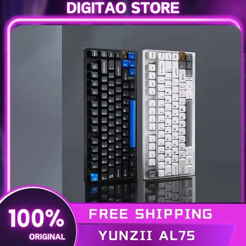 

YUNZII AL75 White 75% Aluminum Wireless keyboards 3mode Mechanical Custom Keyboards Hot Swap Pre-lubed Switches Gasket keyboards