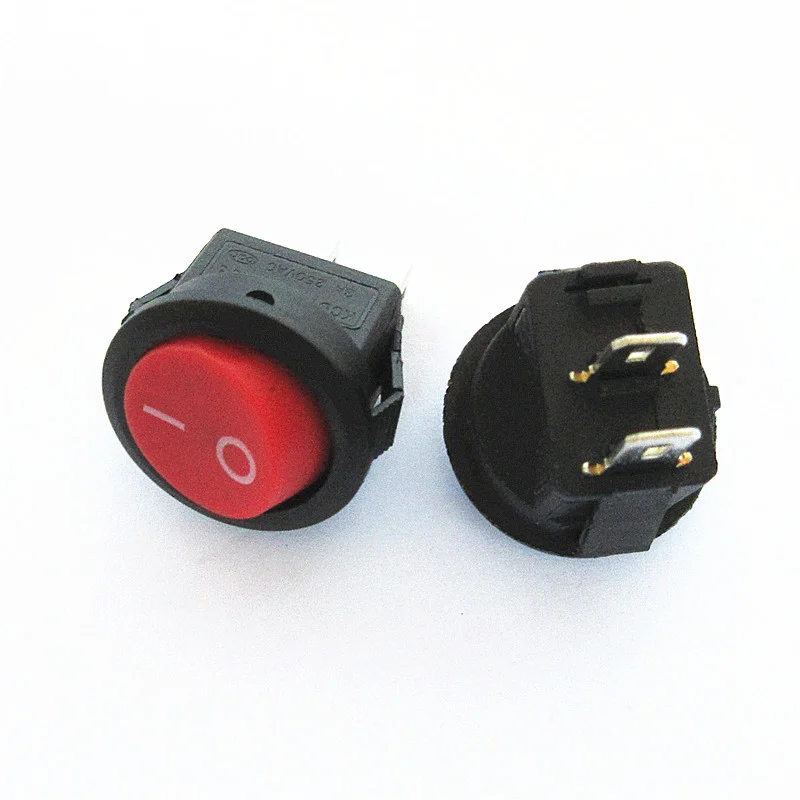 10pcs hole 15MM circular switch button 3pin 2 pin small power supply boat type switch with light, small circular switch