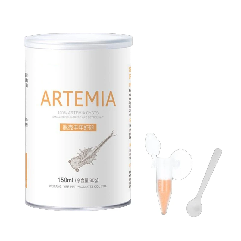 150ml 80g Artemia Shelling Eggs Brine Shrimp Shelling Eggfood Aquarium Hatching Tropic Fish Food for Feeding Baby Fishes