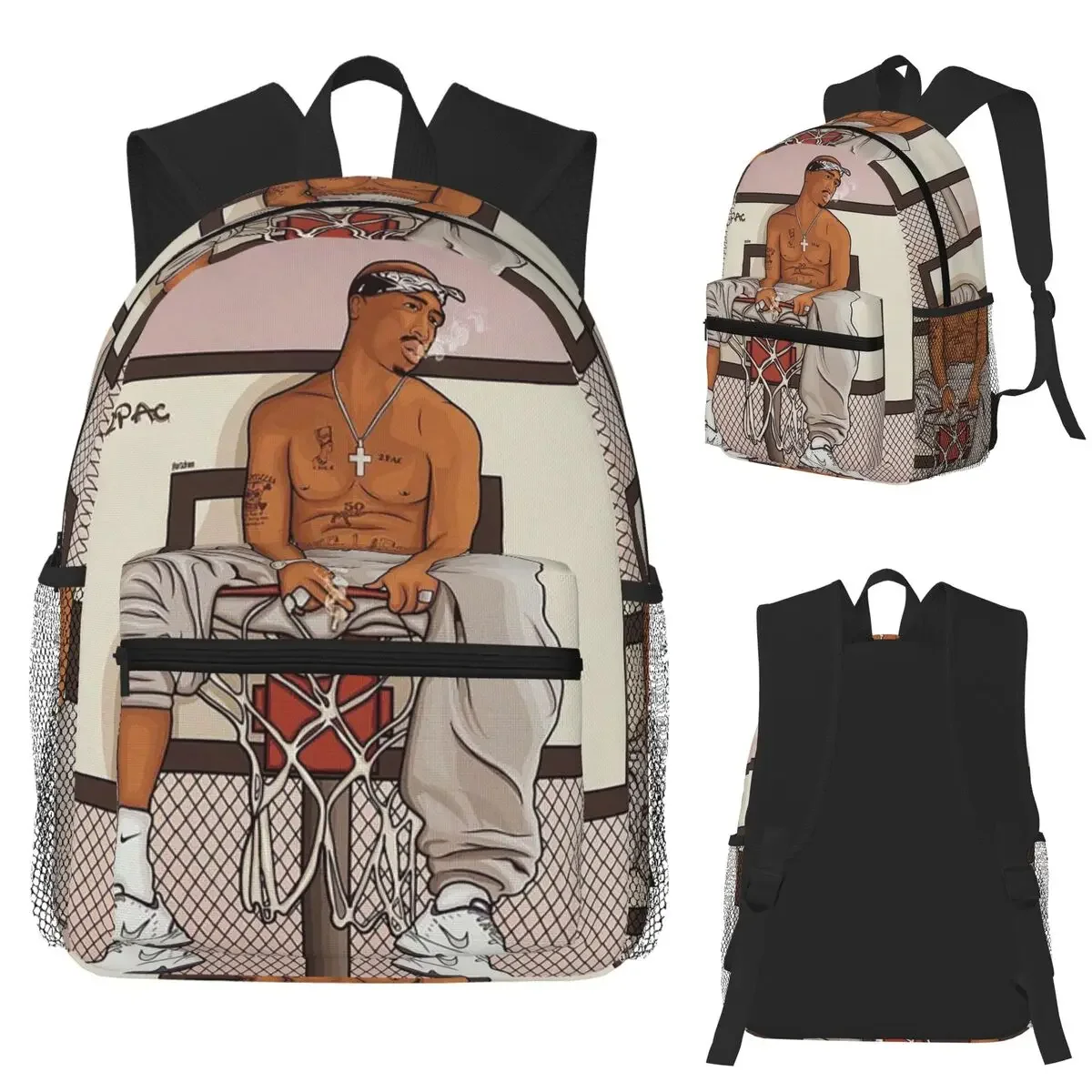 

Rapper Tupac 2PAC Hip Hop Student Backpack School Bag Hiking Travel Daypack for Boys Girls Fashion Bookbag Shoulder Bags