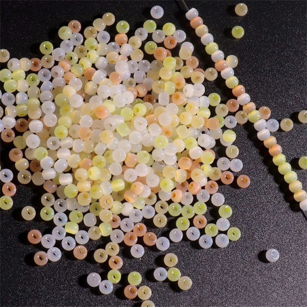 130Pcs 4mm Cat Eye Beads 6/0 Smooth Imitation Jade Glass Seedbeads For DIY Jewelry Making Charm Bracelet Necklace Accessories