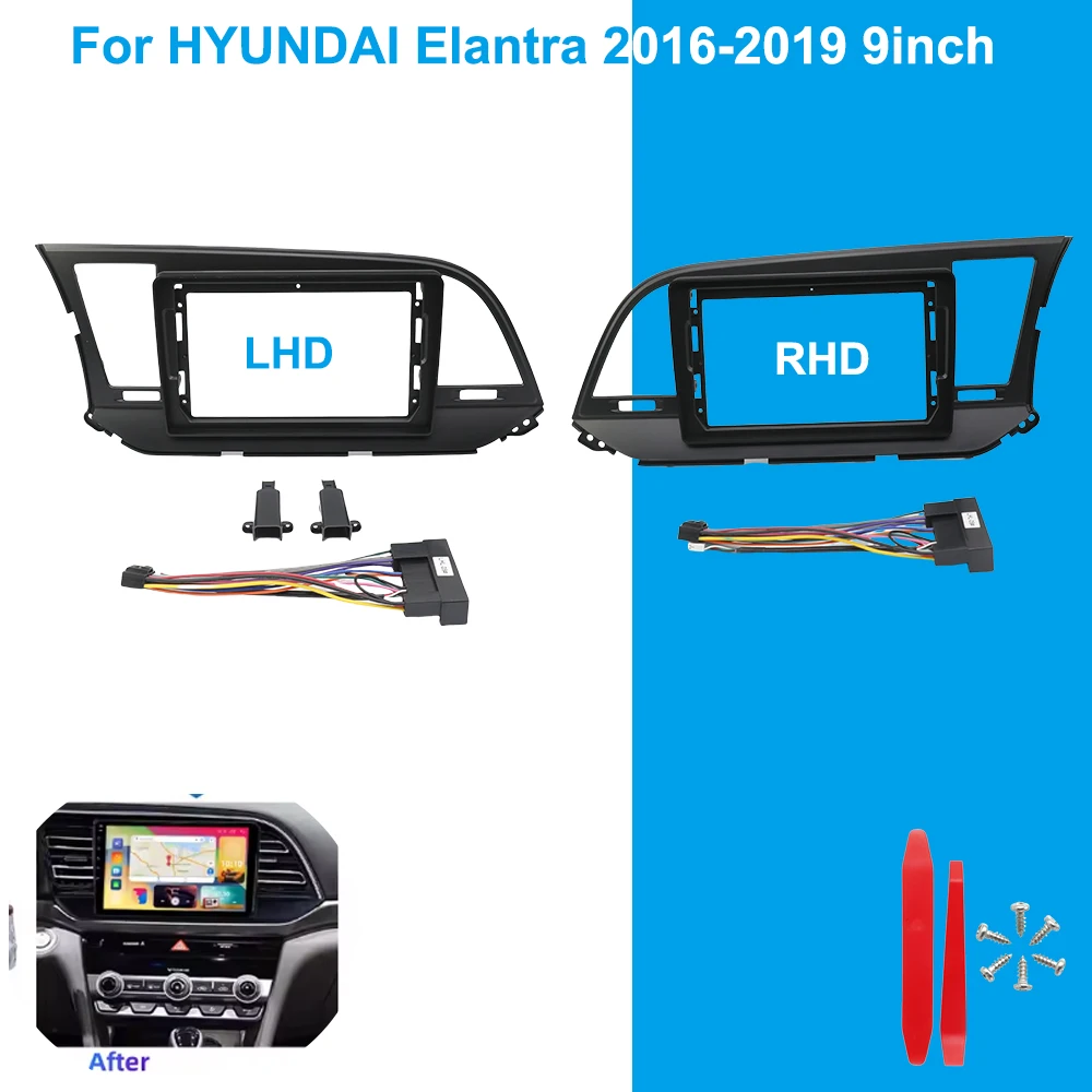 

Car GPS Navigation stereo player For HYUNDAI Elantra 2016-2019 Radio Fascias Panel 9 inch Dash headunit screen Frame