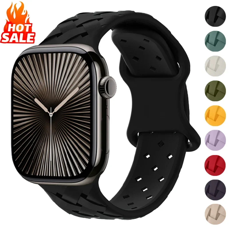 Correa de silicona para Apple Watch Band 46mm 44mm 40mm 45mm 41mm 42mm Correa deportiva iWatch Series 10 SE 9 8 7 6 5 4 Ultra 2