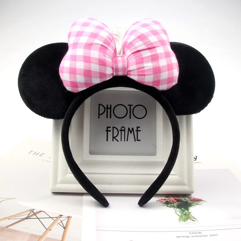 Disney Mickey Mouse Ears Headband Polka Dot Bow Hairband Girls Kids Festival Party Cosplay Hair Accessories Birthday Gifts