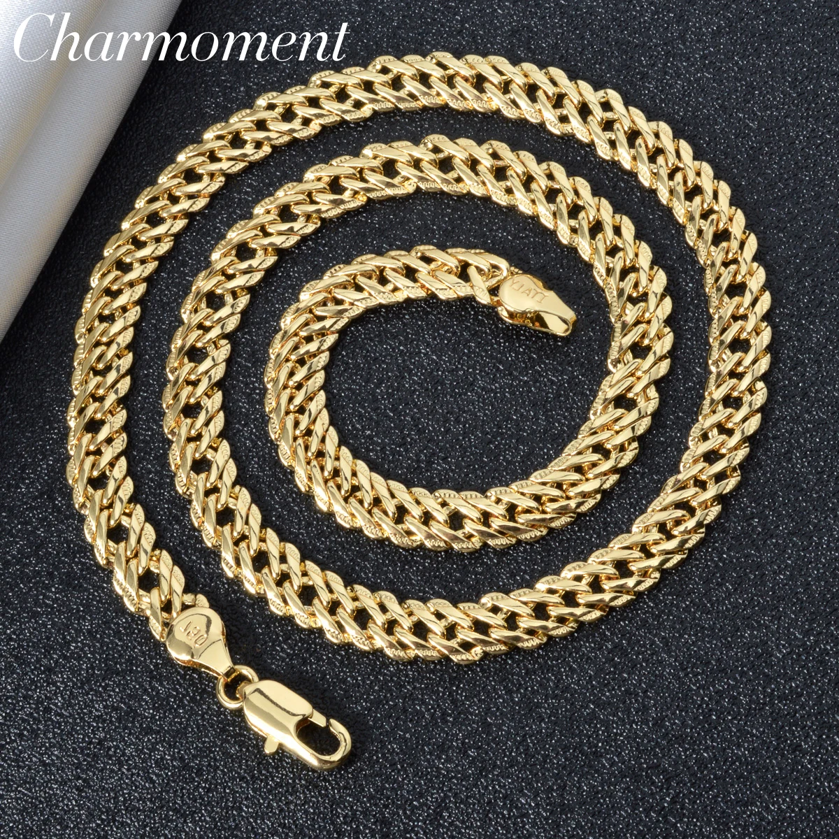 Hiphop Punk Curb Cuban Men Chains 18K Gold Color Italian Copper Necklace Fashion Wedding Party Luxurious Jewelry Accessories