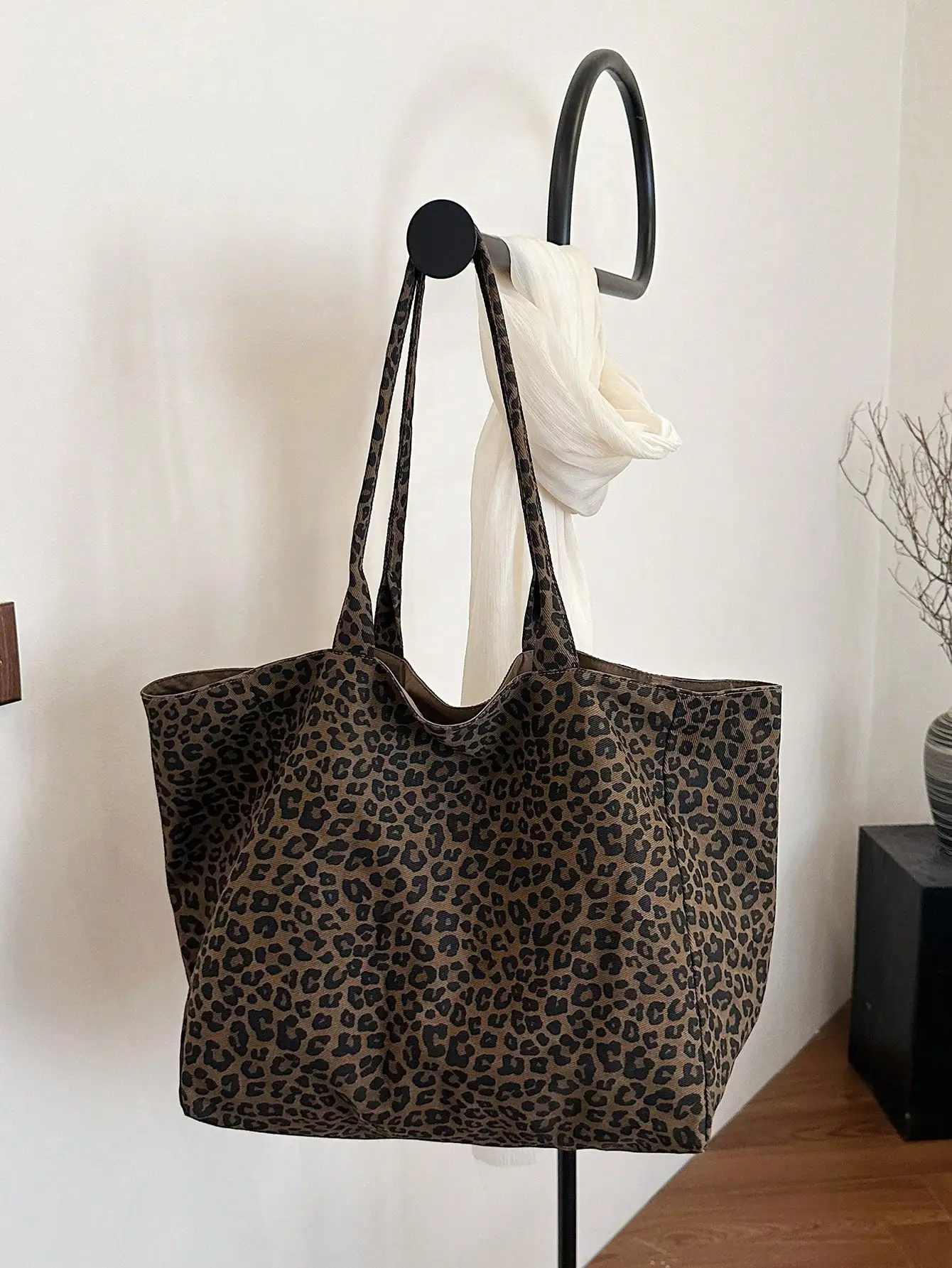 

Холщовая сумка-тоут с леопардовым принтом - вместительная сумка через плечо для повседневного использования
