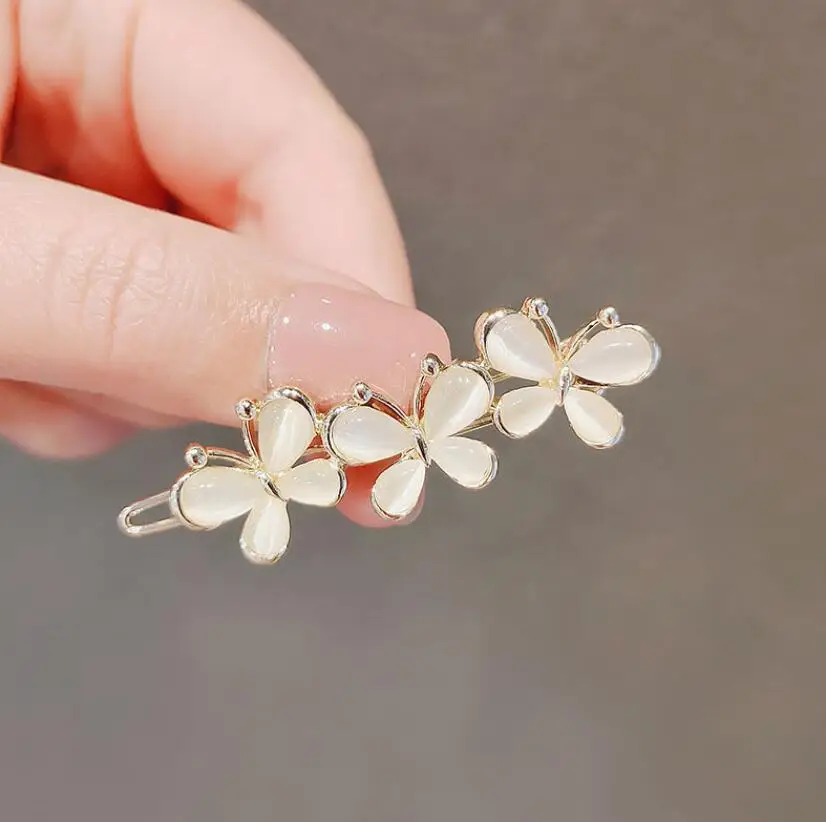 Pearl Hairpins Frog Buckle Hair Clips Crystal Opal Butterfly Flower Ponytail Barrettes Hairgrips Headwear For Women