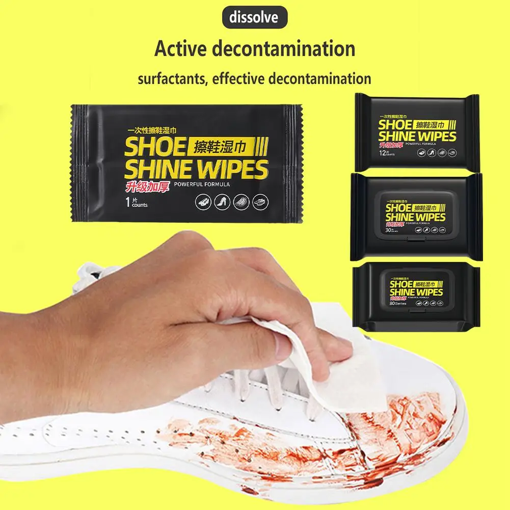 1Pc/12/30/80Pcs Disposable Shoes Clean Wipes Portable White Shoes Cleaning Care Wipes Sneakers Cleaning Quick Wet Wipe