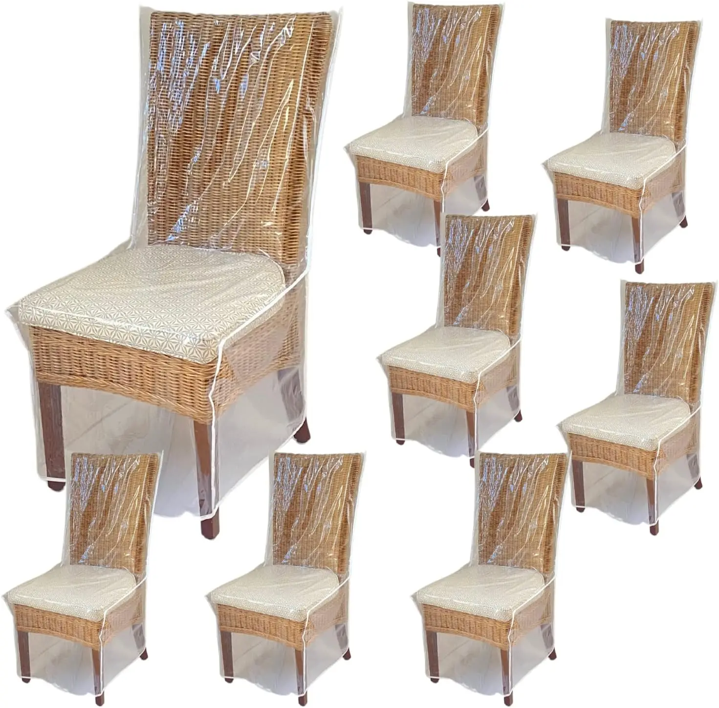 

Dining Room/Kitchen Chair Cover/Protector-8 Pack- Heavy Duty Clear Pvc Vinyl-No Dust/Spill/Pet Hair/Pet Claws, Easy Clean