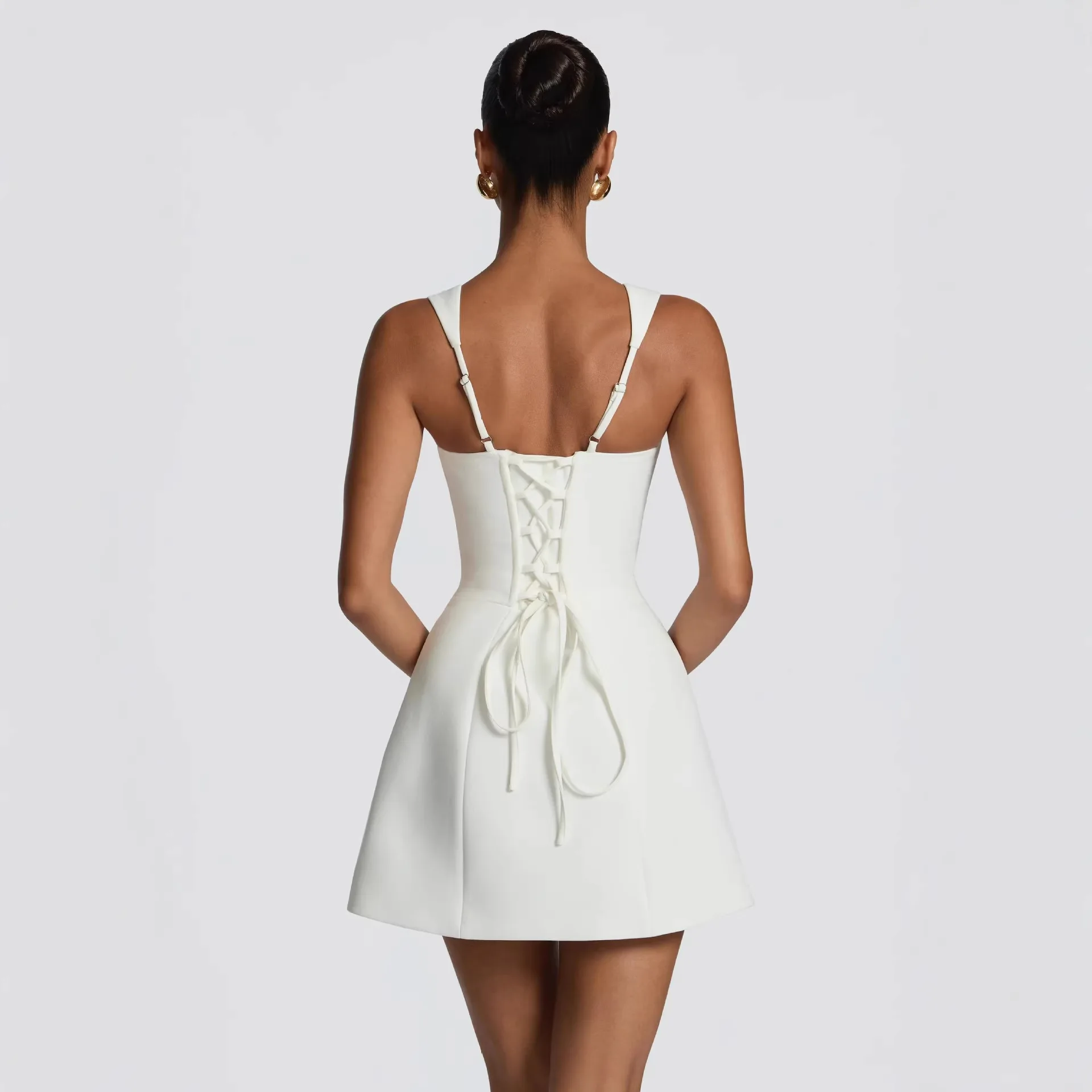 Summer Fashion Bodycon Backless Tie Strap Camisole Short Dress Dresses Matching Set