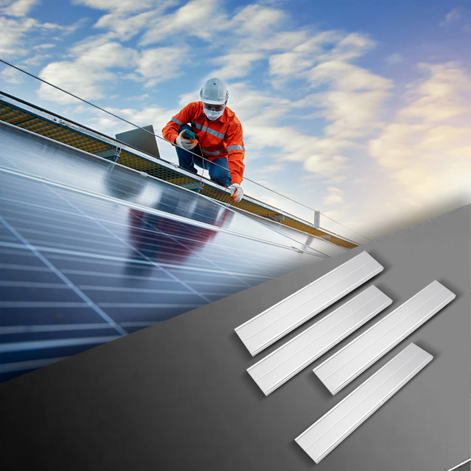 موصل السكك الحديدية الشمسية الفضية موصل معدني للمشروعات الشمسية موصل منزلق موصل آمن تطبيق متعدد الاستخدامات #1